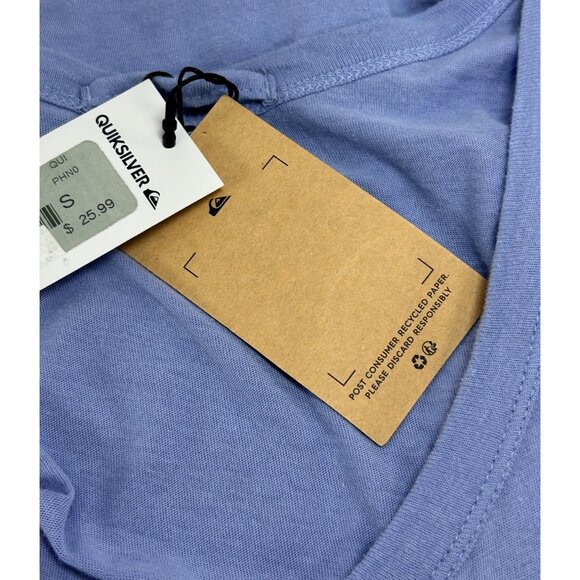 QUIKSILVER Ringer Tank Top Sz S Blue Graphic Logo Print Scoop Neck Cotton Modal - Picture 11 of 13